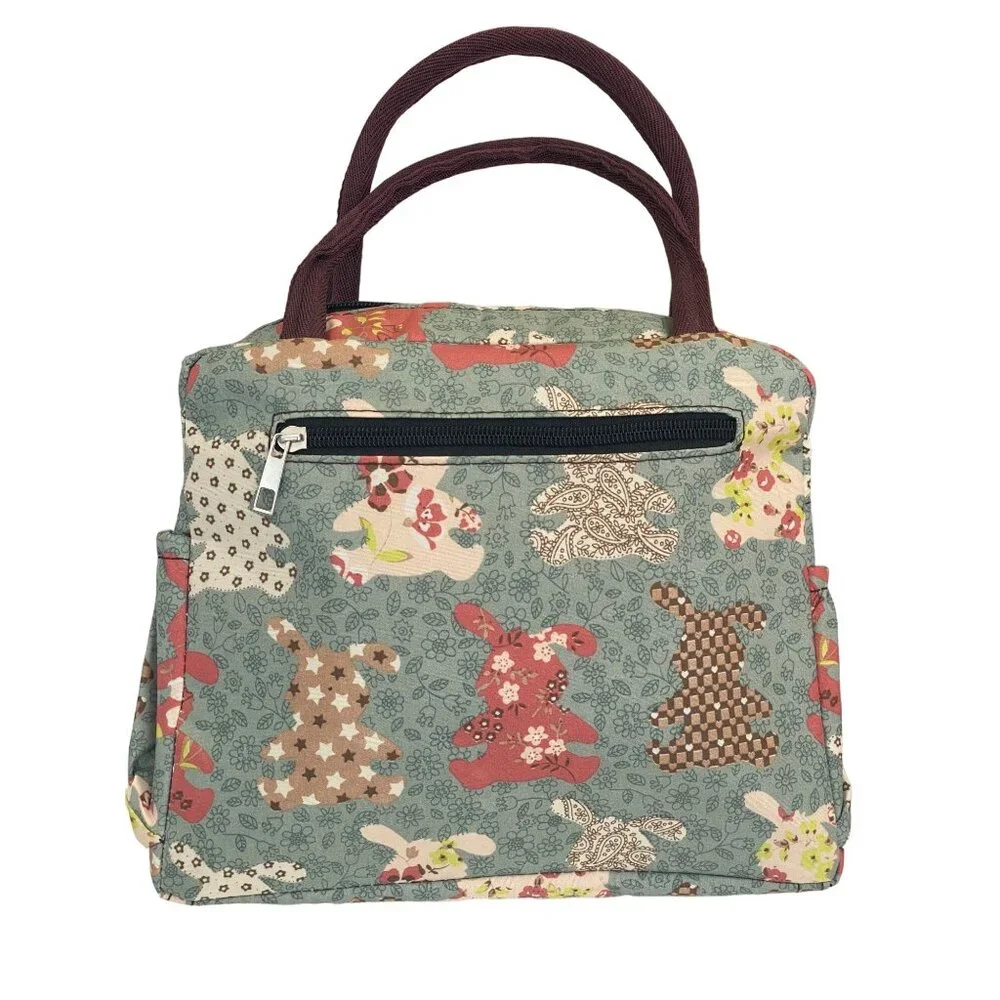 Lunch Bag Cooler Meal Prep Food Dinner Makeup Bag Women Kids Rabbit Bunny New - Picture 3 of 7